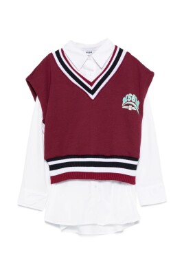 gilet-en-polaire-bordeaux-fille-avec-chemise