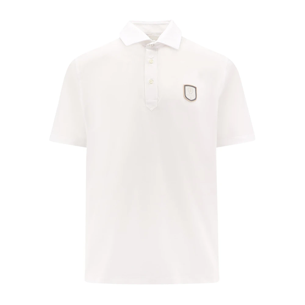 Brunello Cucinelli Logo Patch Polo Shirt Classic Collar White, Herr