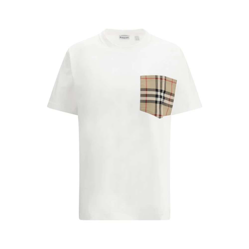 Burberry Kvinno Vit Toppar Dam, Xl, Bomull, Arkivkontrollficka T-Shirt