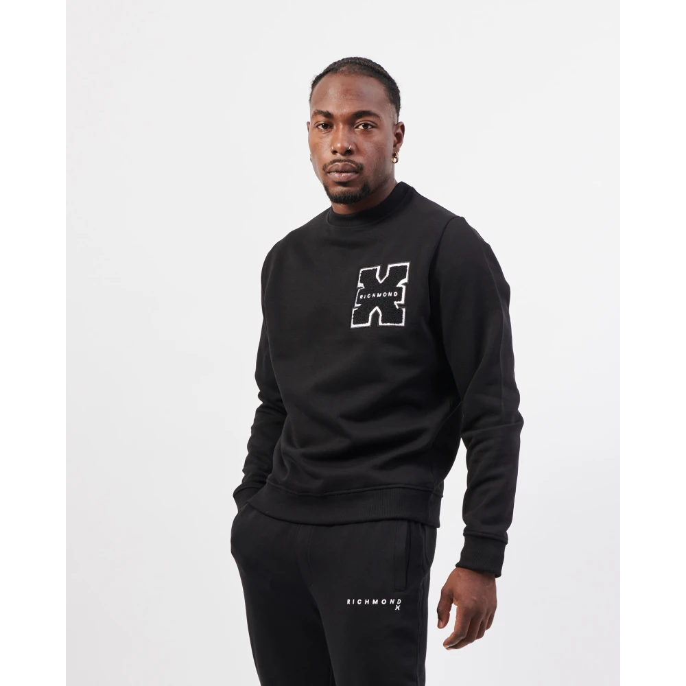 Richmond Zwarte Sweater X Lange Mouw Logo Black Heren