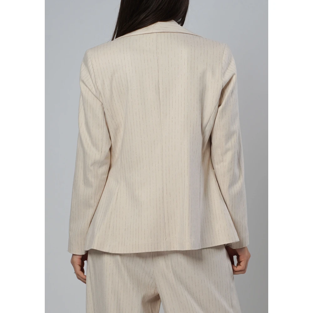 H2O Gestreepte Witte Jas Beige Dames