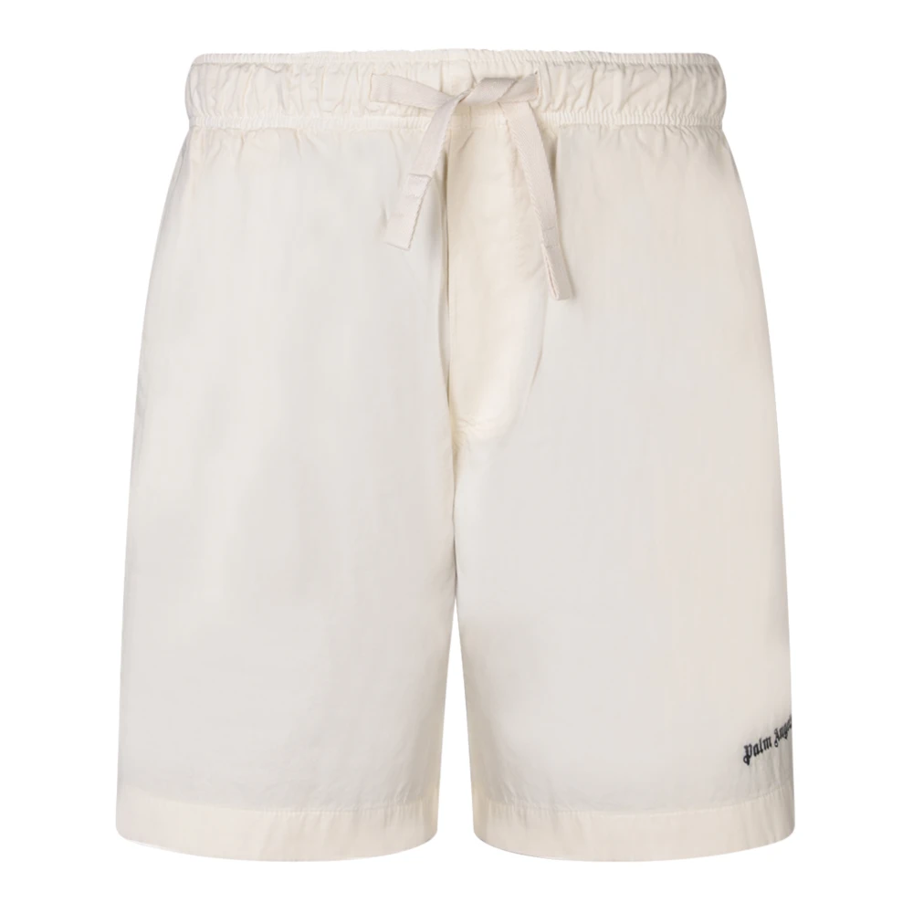 Palm Angels Witte Trekkoord Bermuda Shorts White Heren