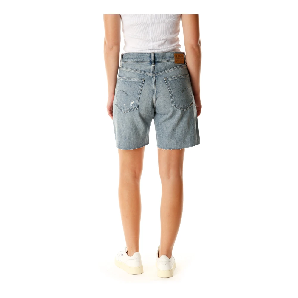 G-Star Hoge Taille Denim Bermuda Shorts Blue Dames