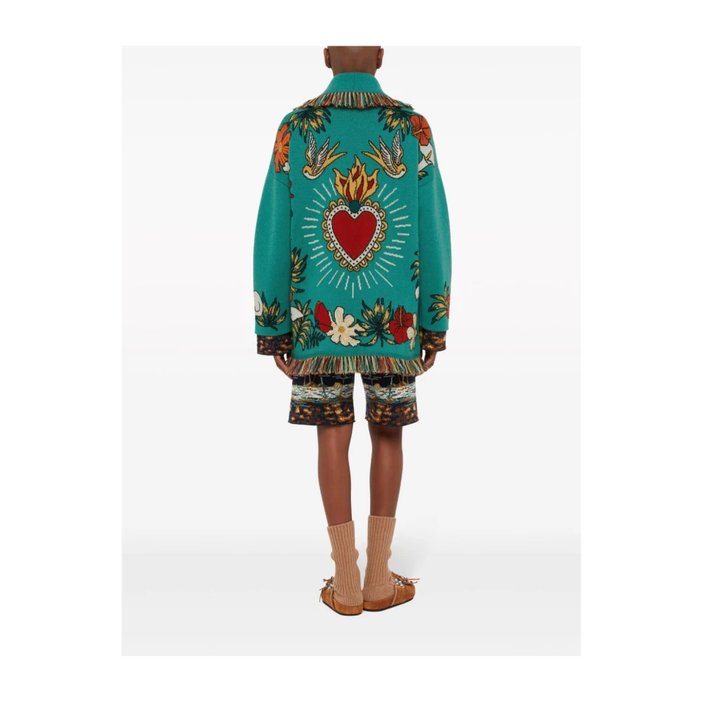 Alanui Groene Kasjmier Gebreide Jacquard Sweater Green Dames