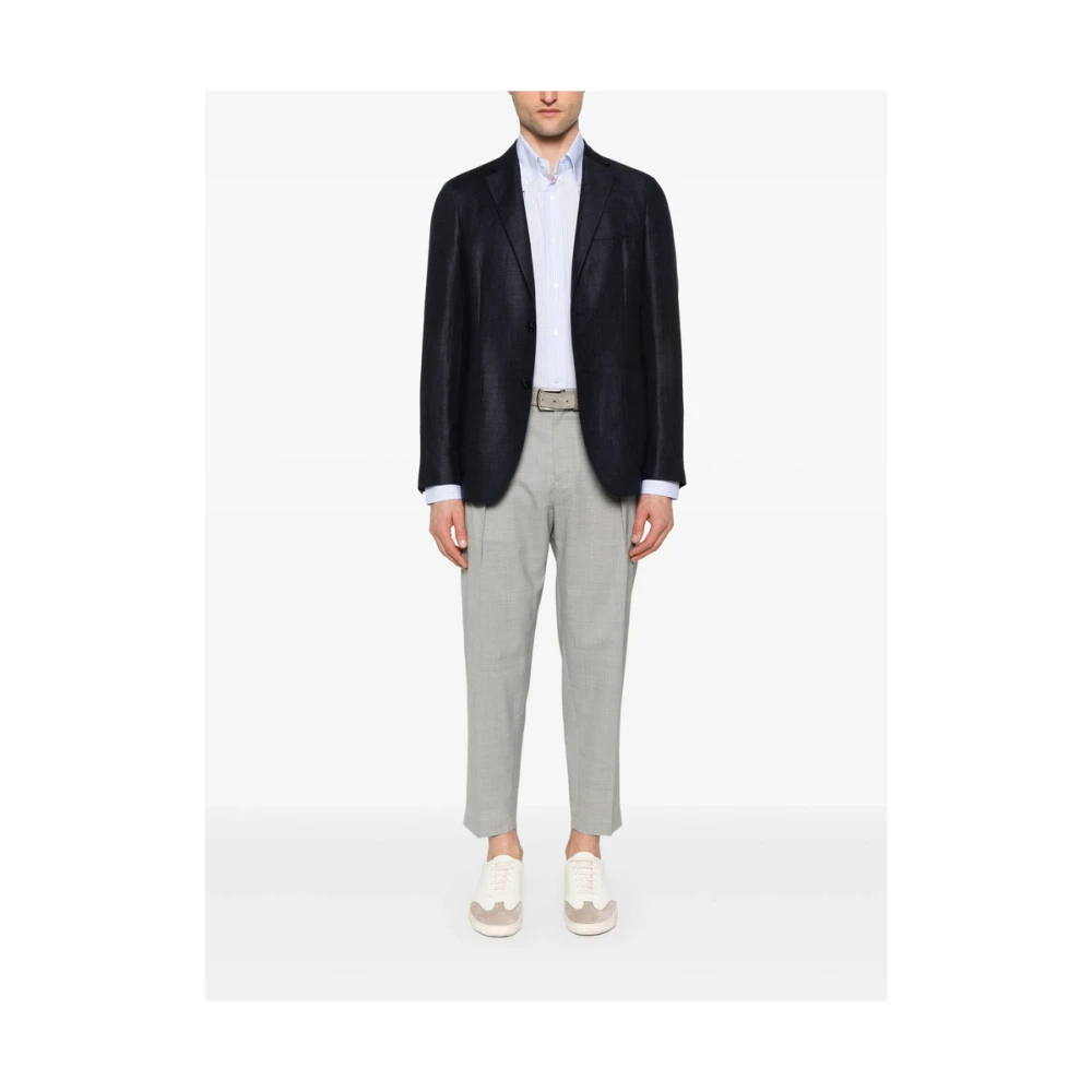 Mazzarelli Lichtblauwe Button-Down Overhemd Blue Heren