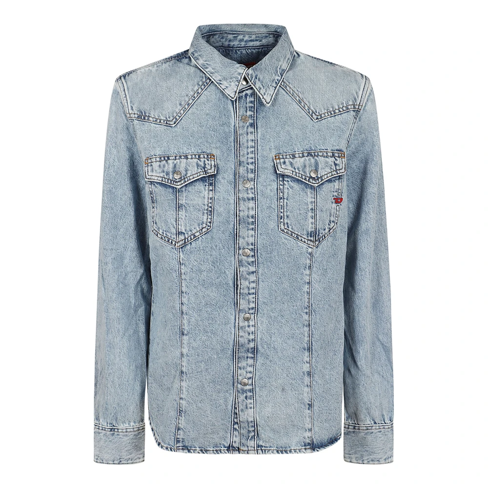 Diesel Blauw Katoenen Overhemd Elegante Stijl Blue Dames