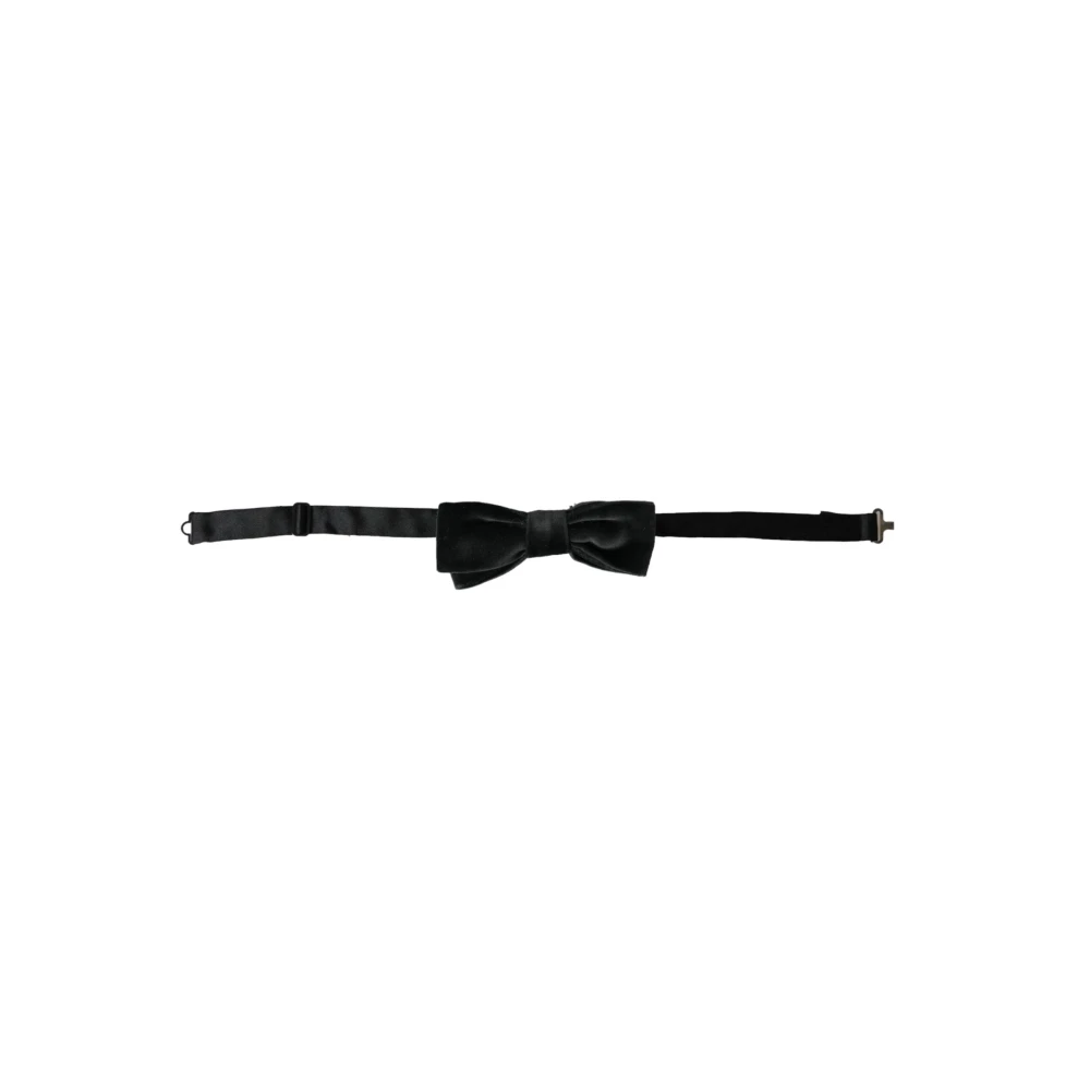 Dolce & Gabbana Men's Black Bowties, One Size, Velvet Adjustable Neck Bow Tie