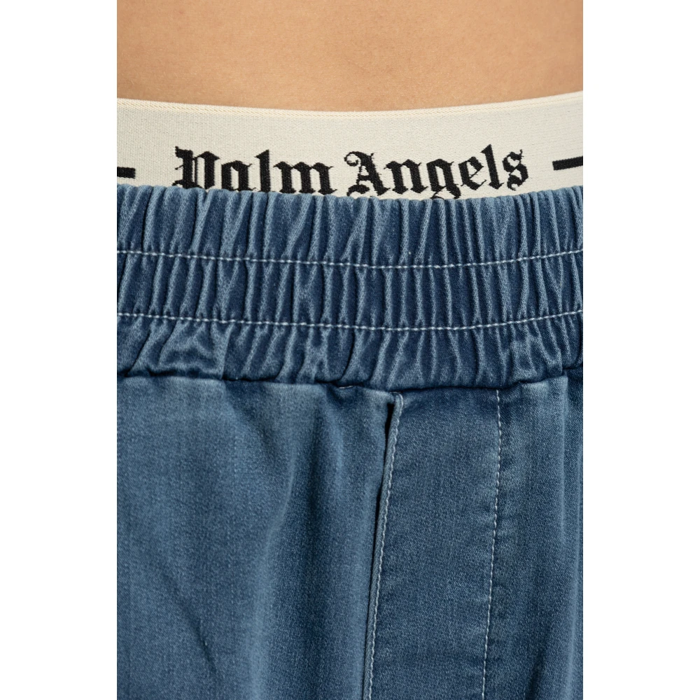 Palm Angels Jeans met logo Blue Dames