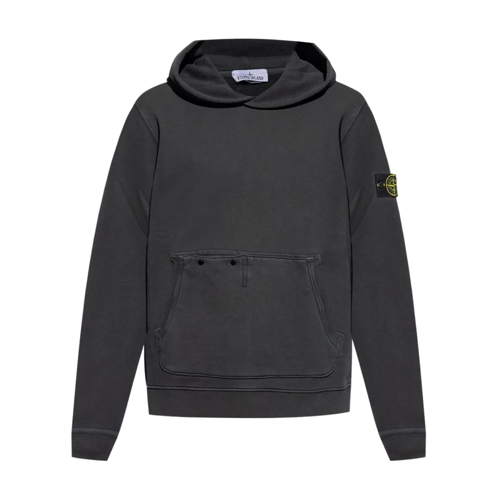 Stone Island Zwarte Hoodie Vervaagd Effect Black Heren