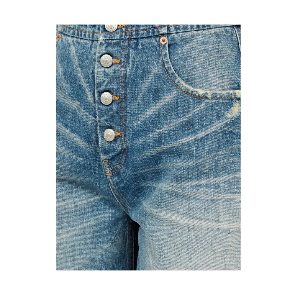 MM6 Maison Margiela Blue Distressed Denim Jeans Straight Leg Blue Dames