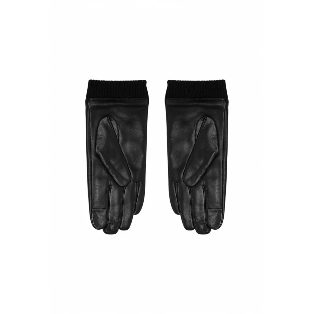 Calvin Klein Warm gevoerde leren herenhandschoenen Black Heren