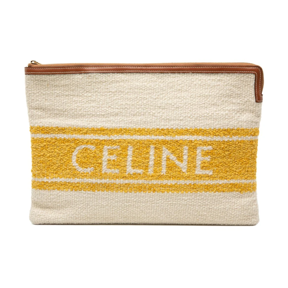 Celine Vintage Women's Brown Vintage Clutches, One Size, Pre-Owned Striped Print Pouch