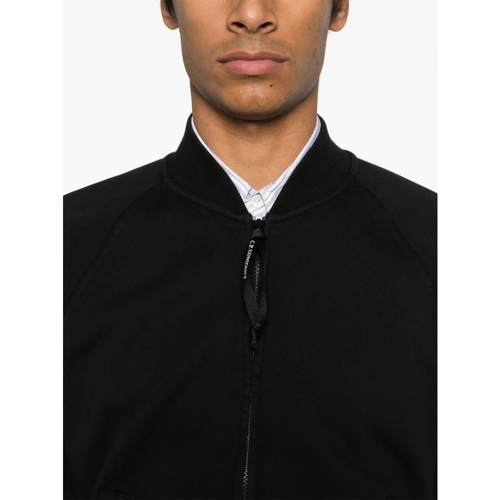 C.P. Company Zwarte Katoenen Rits Sweater Black Heren