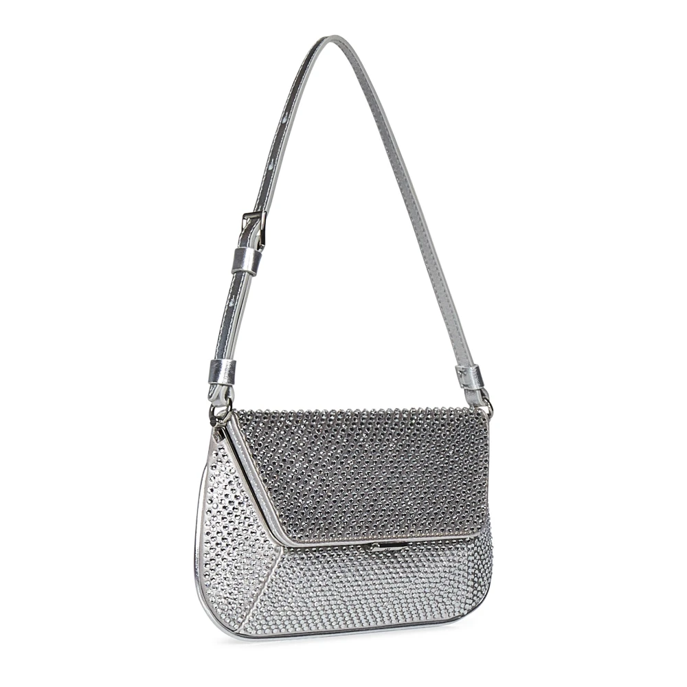 Amina Muaddi Kristallen Schoudertas Zilver Gray Dames