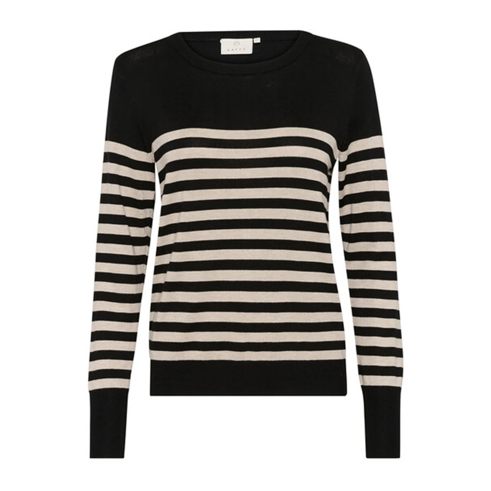 Kaffe Gestreepte Gebreide Trui Zwart Grijs Mel. Streep Gray Dames