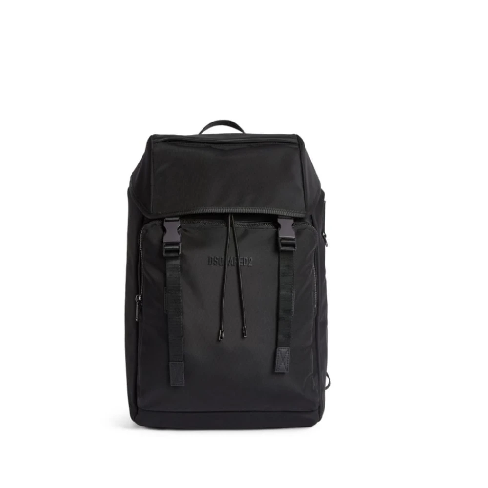 Dsquared2 Mens Black Backpacks One Size Logo Patch Wrist Strap Bag | Miinto