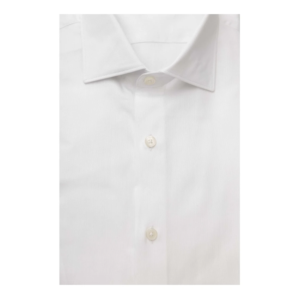 Bagutta Heren Katoenen Overhemd Effen Kleur White Heren