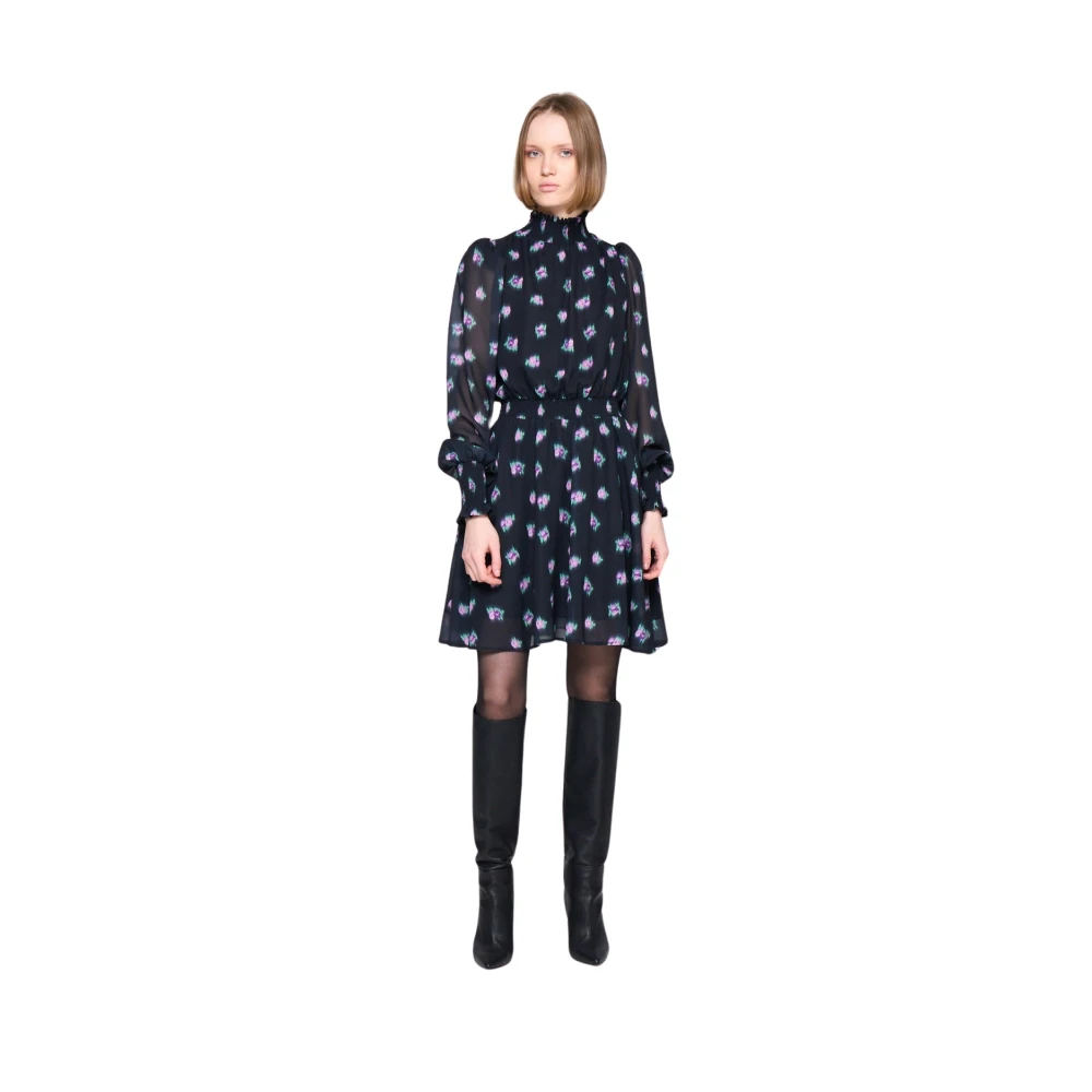 Silvian Heach Doorschijnende Mouw Patroon Jurk Blue Dames