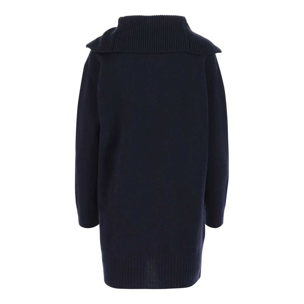 pinko Wol Kasjmier Jurk Franse Kraag Marineblauw Blue Dames