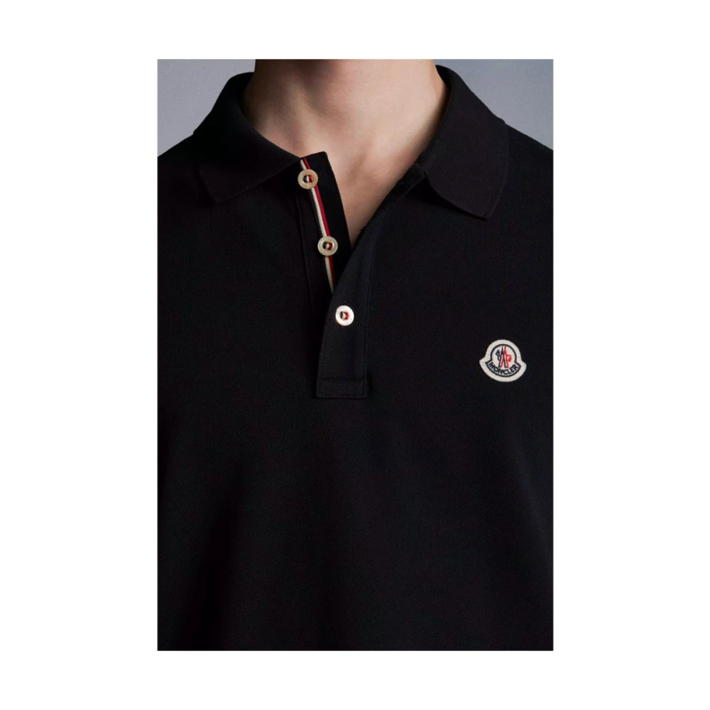 Moncler Polo T-shirt met logo Black Heren