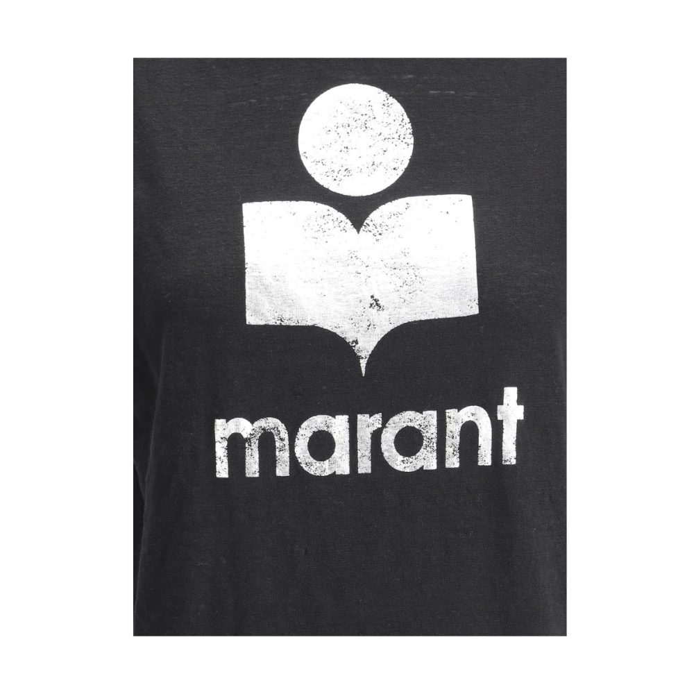 Isabel Marant Étoile Zewel Linnen T-Shirt met Monogram Black Dames