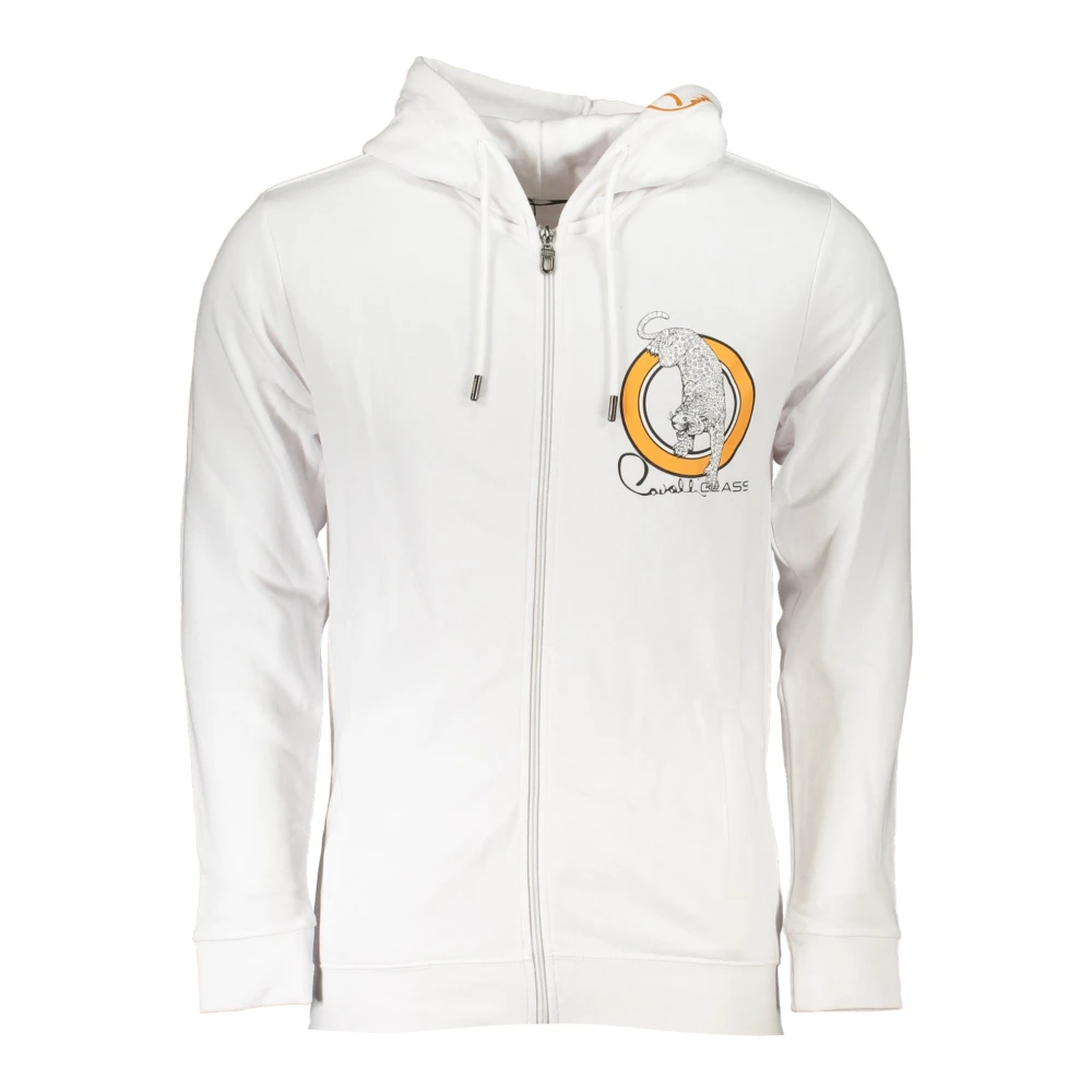Cavalli Class Men's White Hooded Zip Sweatshirt 3XL