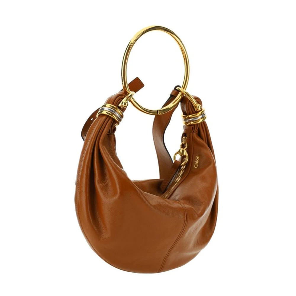 Chloé Leren handtas met messing handvat en riem Brown Dames