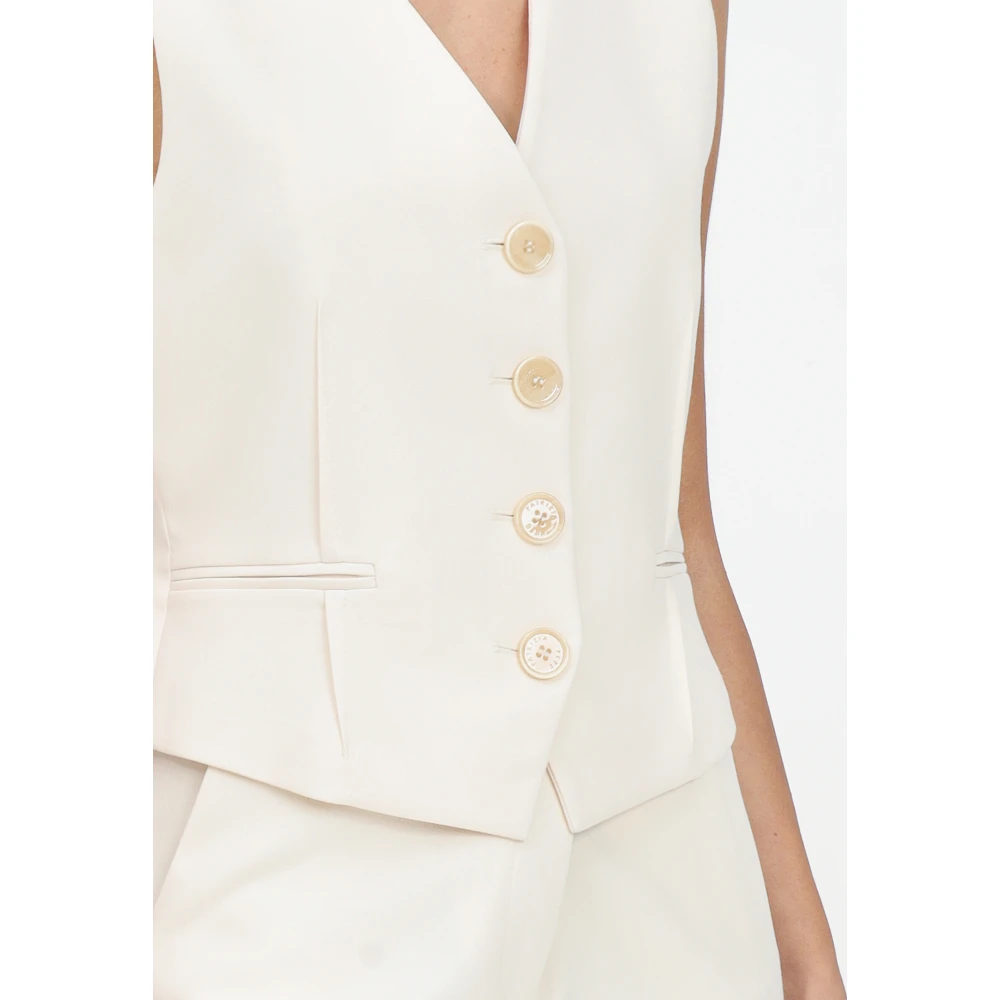 PATRIZIA PEPE Crème Jassen met Fly Detail Beige Dames