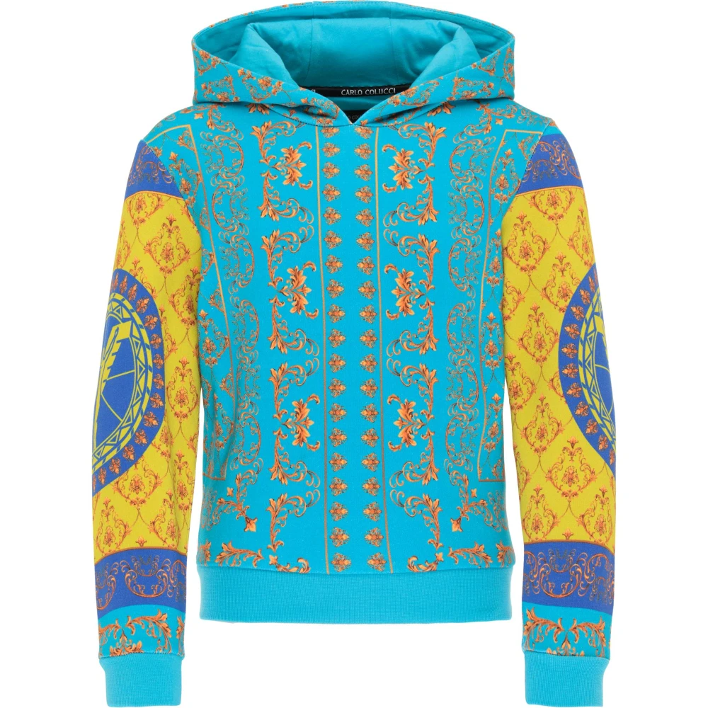 Carlo Colucci Unisex Kids Blue Unique Baroque Pattern Kids Hoodie - Kids Sweatshirts - 13 Y - Kids