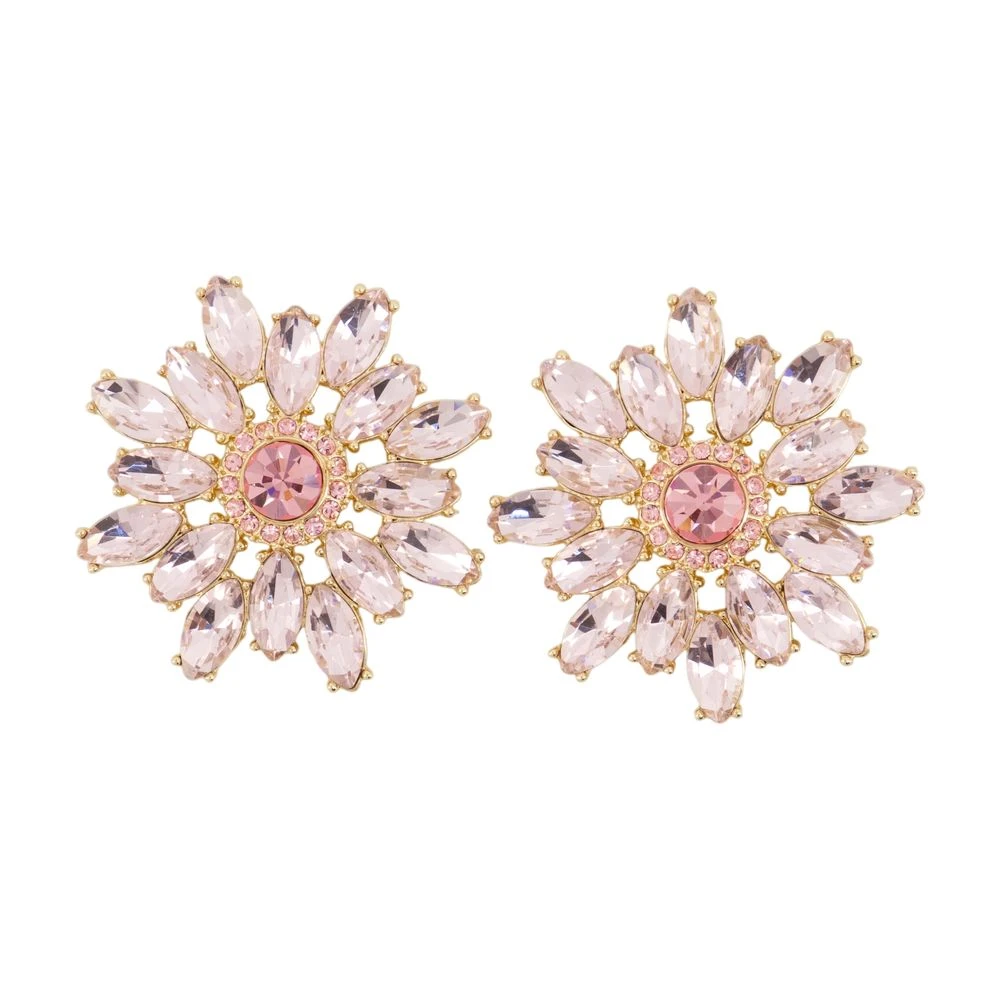 Self Portrait Women's Pink Crystal Flower Earrings
