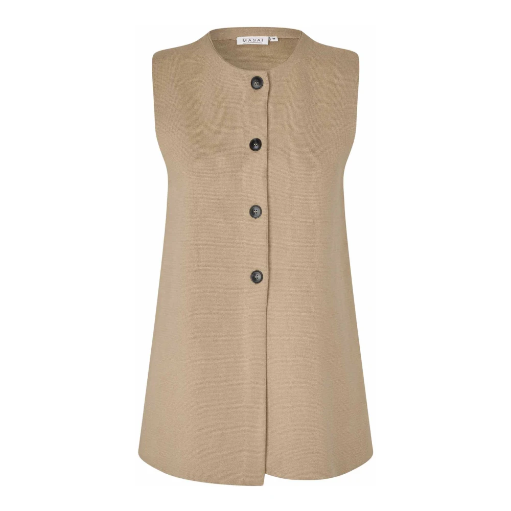 Masai Women's Beige No Sleeve Waistcoat - Waistcoats - M - Jackets