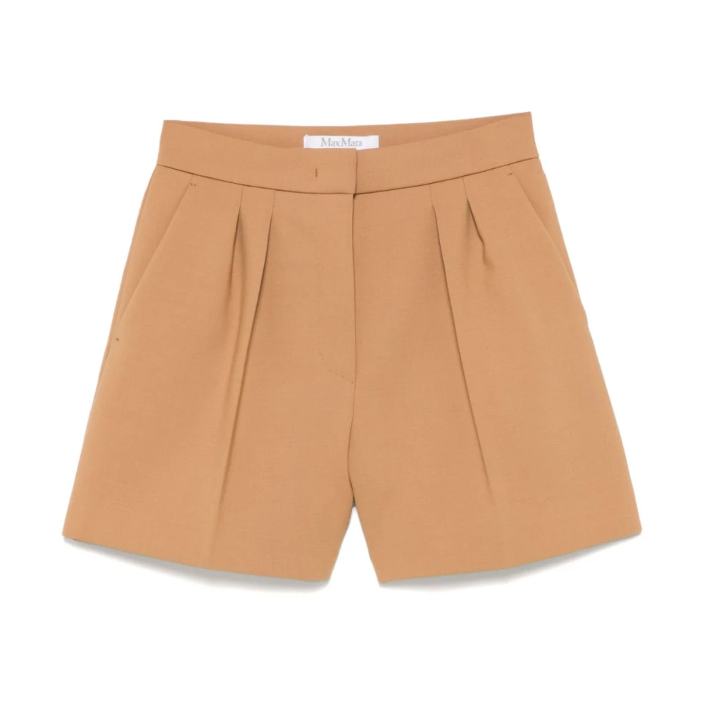 Max Mara Kameelbruine Shorts met Plooien Brown Dames