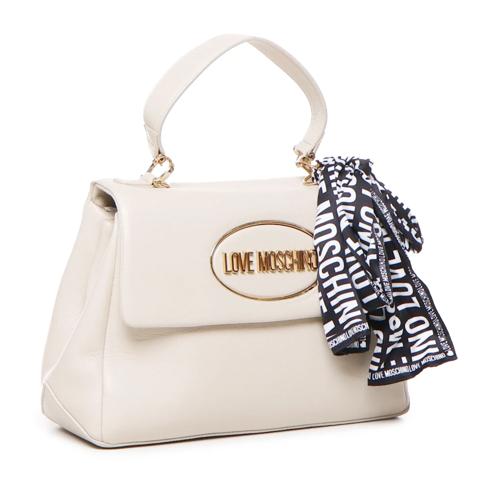 Love Moschino Witte Handtas met Decoratieve Sjaal White Dames