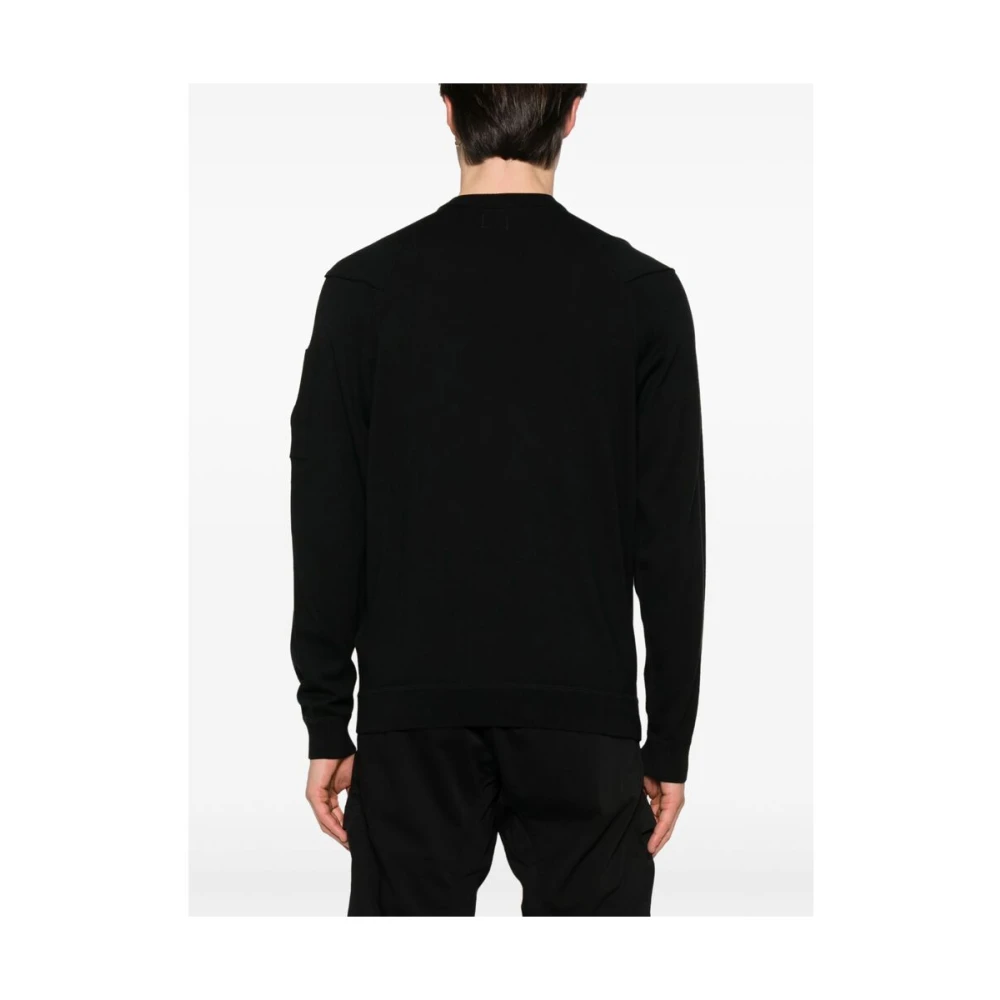 C.P. Company Zwarte Crew Neck Sweater met Ritszak Black Heren