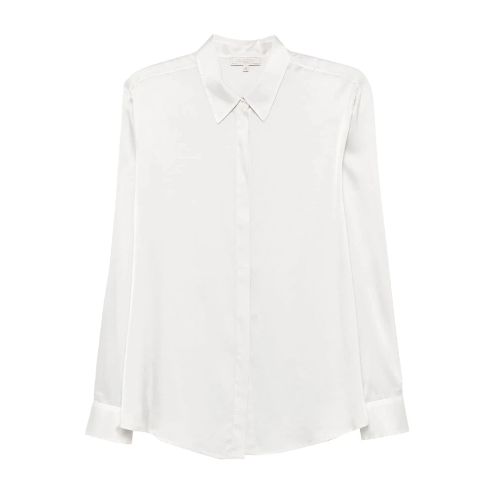 Antonelli Firenze Zijde Blend Grijze Satijnen Overhemd Gray Dames