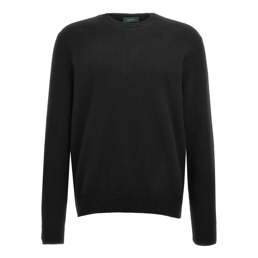 Zanone Men's Black Round-Neck Knitwear, L, Crewneck Jumper