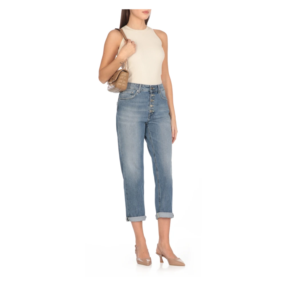 Dondup Blauwe Katoenen Jeans met Juweelknopen Blue Dames