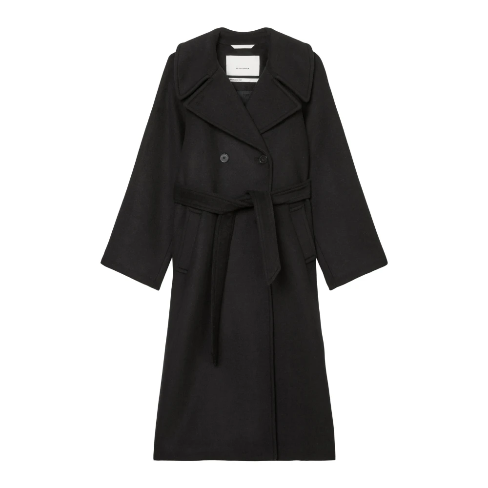 Marc O'Polo Relaxte double-breasted wollen jas Black Dames