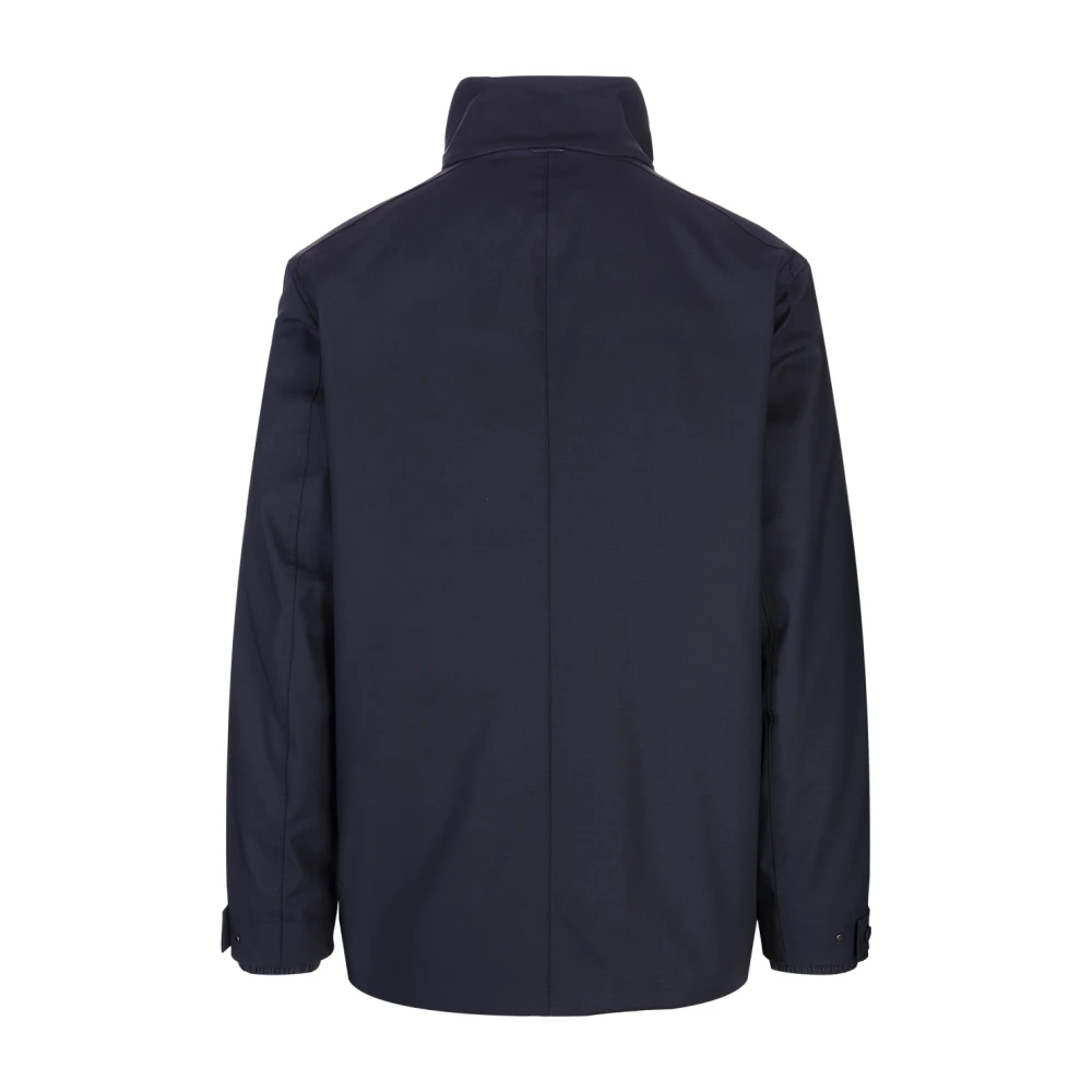 Hugo Boss Blauwe Waterdichte Wollen Jas Blue Heren