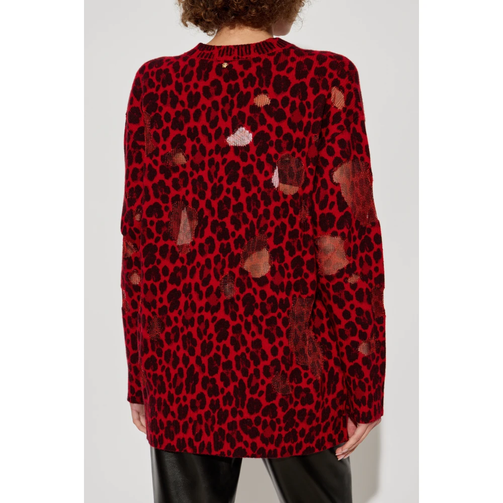 Versace Leopard Print Sweater Red Dames