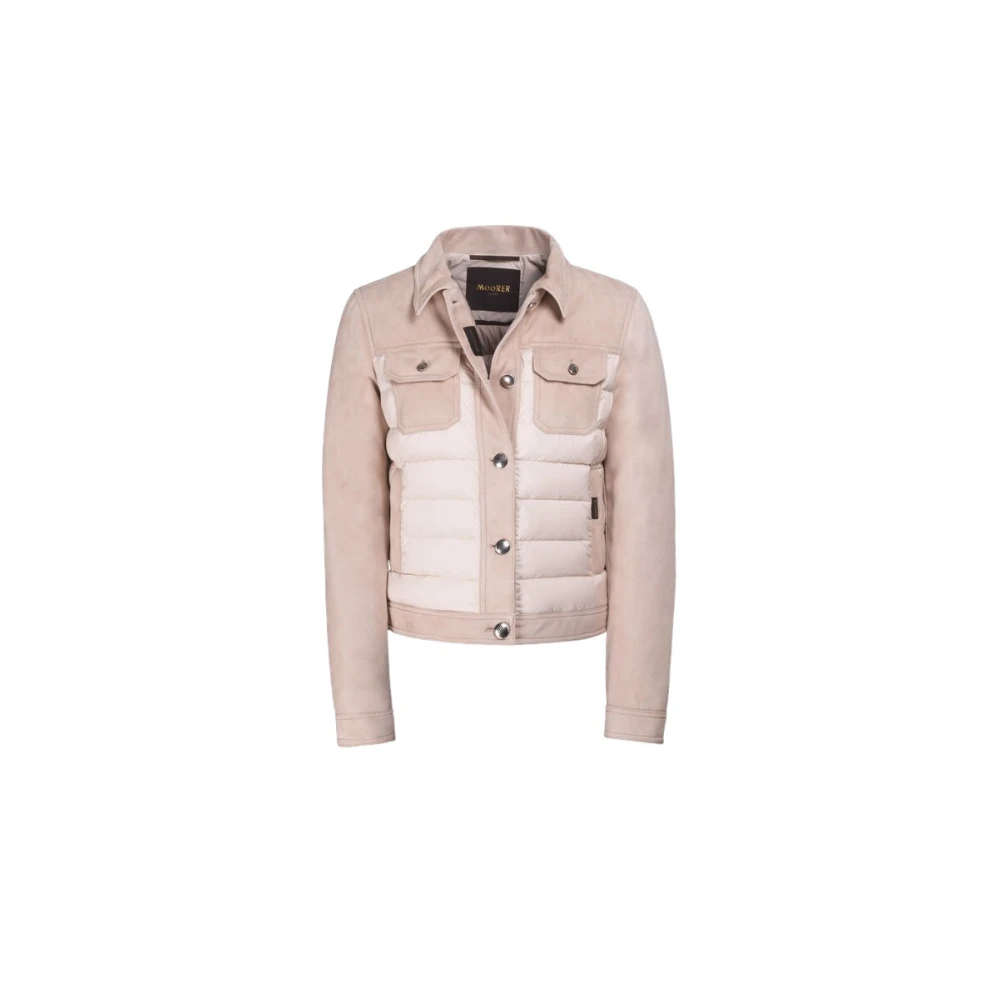 Moorer Hybride casual jas in fijn suède Beige Dames
