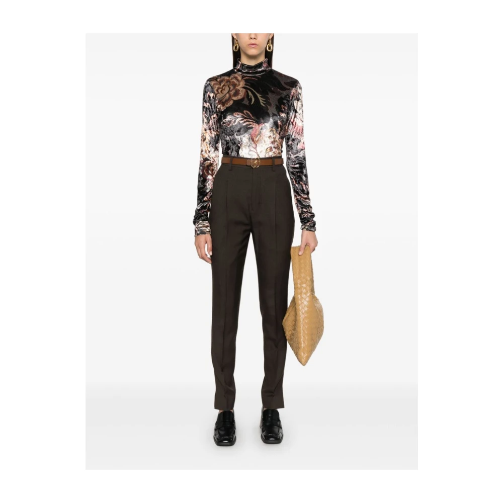 ETRO Zwarte Bloemenfluwelen Trui Multicolor Dames