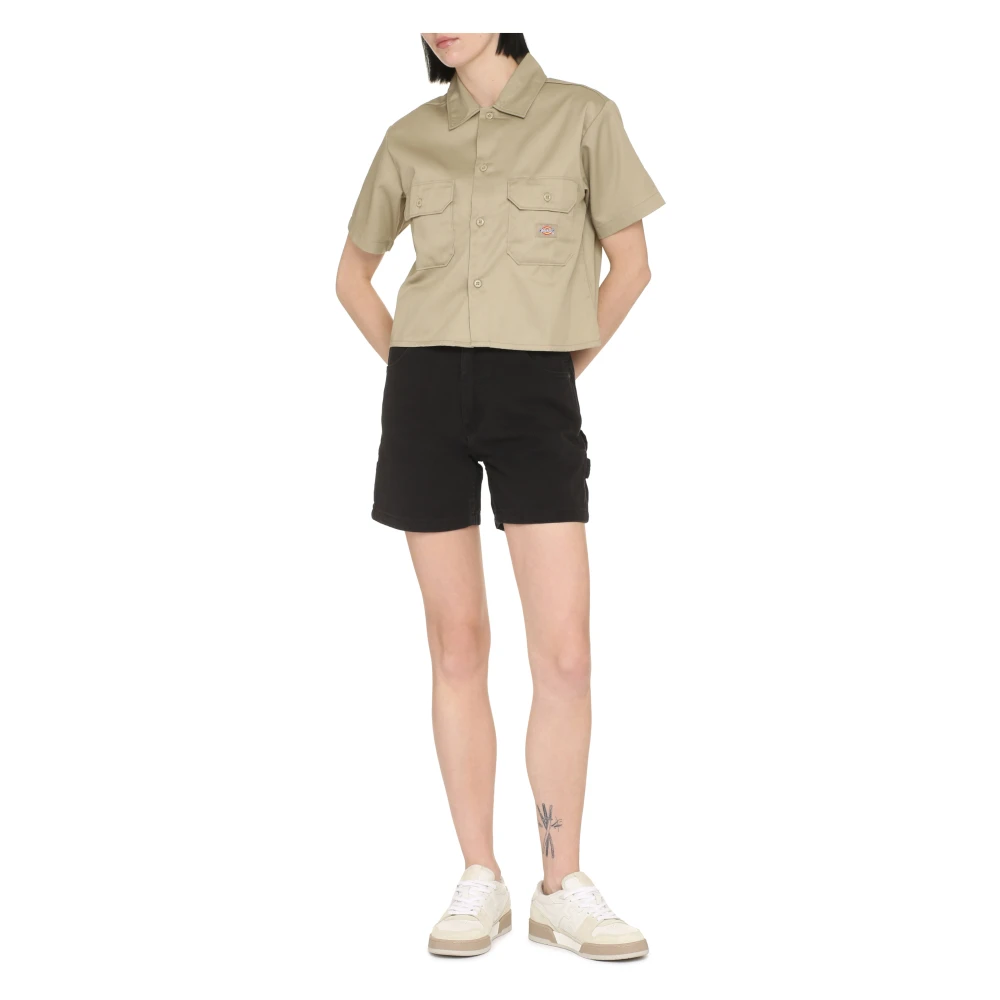 Dickies Katoenen overhemd met voorflapzakken Beige Dames