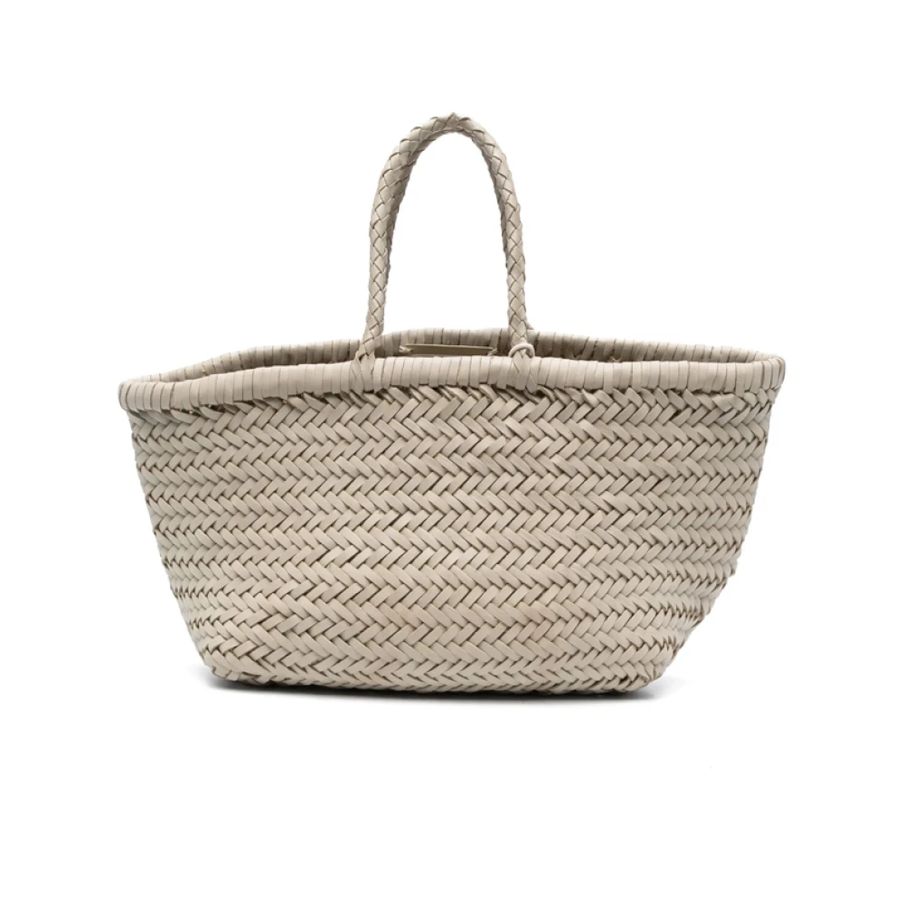 Dragon Diffusion Grijze Leren Geweven Cirkel Handtas Beige Dames