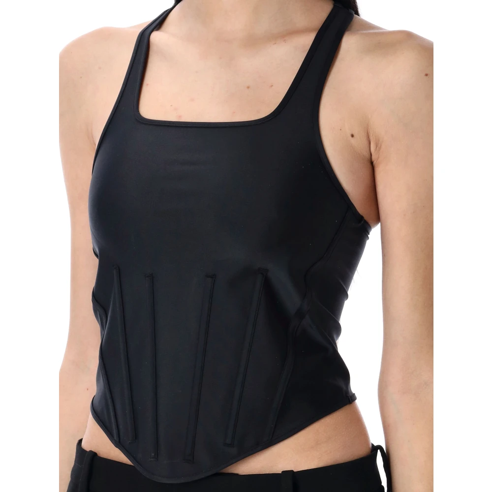 Mugler Zwarte Corset Tanktop Black Dames
