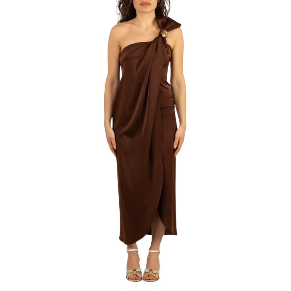 Hanita Women's Brown Abito Lungo - Party Dresses - Xs - Dresses