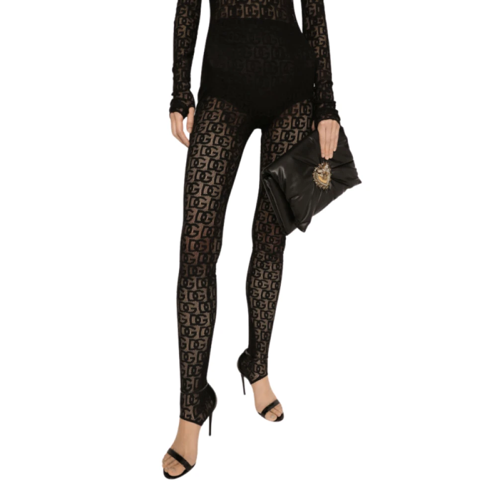 Dolce & Gabbana Zwarte Leren Devotion Clutch met Gouden Gesp Black Dames