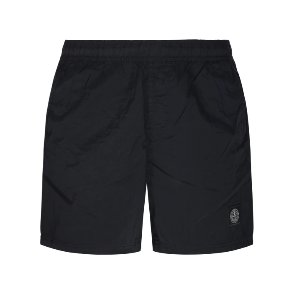 Stone Island Men's Black Beachwear, S, Nylon Metal Swim Shorts