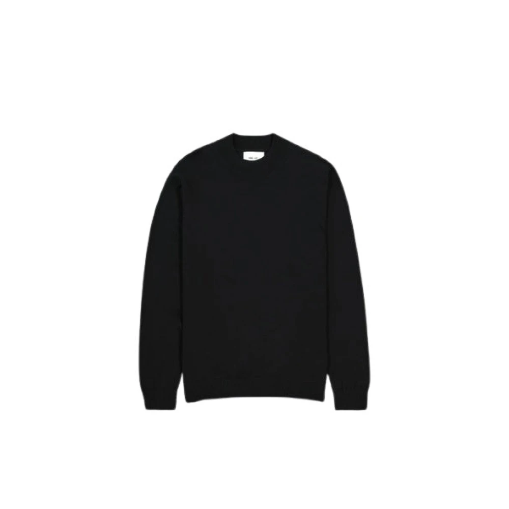 Nn07 Zwarte Wollen Pullover met Drop Schouder Black Heren