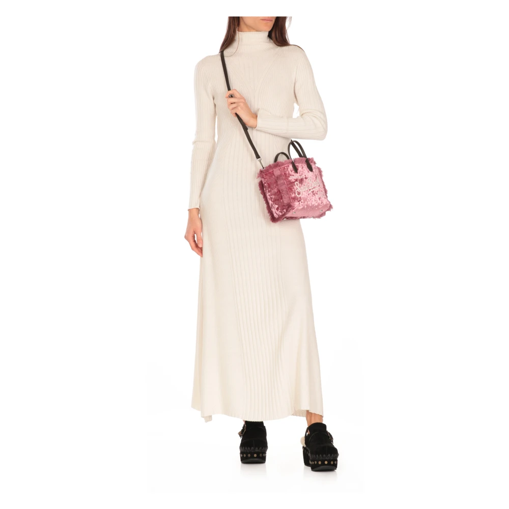 Saint Barth Paarse Fluwelen Handtas met Franjes Purple Dames
